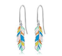 HMJGDHX Boucles d'oreilles Pendantes en Argent Sterling 925, Longues et colorées, Design de Bijoux Fins pour Femmes
