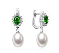 HMJGDHX Boucles d'oreilles Pendantes pour Femmes, Boucles d'oreilles en Perles Noires d'eau Douce Naturelles, 925 pour Femmes, Anniversaire 1