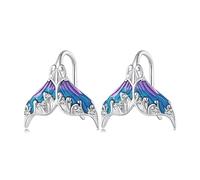 HMJGDHX Boucles d'oreilles Scintillantes Queue de sirène en Argent, Jolies Boucles d'oreilles Pendantes en Argent, Couleur Argent, Queue de sirène