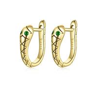 HMJGDHX Boucles d'oreilles Serpent en Argent Sterling 925, Boucles d'oreilles créoles Vertes plaquées Platine résistantes au ternissement pour Femmes