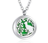 HMJGDHX Cat Aromatherapy Necklace Essential Oil Diffuser Necklace Locket with 24" Chain 8 Refill Pads for Women Girls Boy