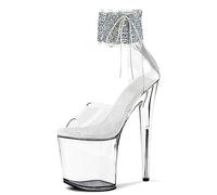 HMJGDHX Clear Stiletto High Heels for Women Transparent Open Toe Shoes Heeled for Women Platform Heel Sandals Pumps