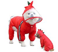 HMJGDHX Dog Raincoat Clear Hooded Slicker Poncho Breathable for Small Medium Large Dogs Waterproof Reflective Dinosaur/Frog Cute Modeling