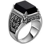 HMJGDHX Dragon Claw Gemstone Ring S925 Silver Retro Black Agate Holy Fire Dark Soul Ring Personality Trendy Male Jewelry