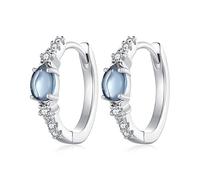 HMJGDHX Gem Stone 925 Sterling Silver Blue Sapphire Accent Hoop Earrings
