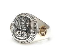 HMJGDHX Men's Ring Made of 925 Silver with Buddha Engraving, Transit Ring Made of Silver.