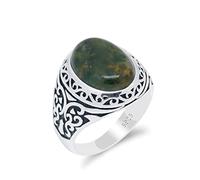 HMJGDHX Men's Rings, Vintage Indian Natural Agate Stone Ring for Men, Punk Wedding/Party Ring, Fashion Gift for Men
