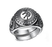 HMJGDHX Native American Indian Seal Silver Ring, Men S925 Silver Tribal Portrait Ring