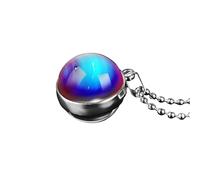 HMJGDHX NBYGSC 925 Sterling Silver Planet Necklace For Women And Men, Solar System Universe Space Planet Necklaces Two-sided Glass Pendant, Saturn Necklace Gold, Solar System Necklace, Earth Necklace