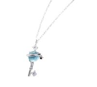 HMJGDHX NBYGSC Blue Planet Meteor Shower Key Pendant Necklace Tiny Silver Color Clavicle Chain Collar for Women Friendship Jewelry-T57