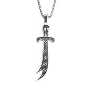 HMJGDHX NBYGSC Dagger Necklace For Men, 925 Sterling Silver Vintage Charm Pterosaurs Sword Necklace - Ali Deep Carving Sword Pendant Islam Knife Dagger Necklace Gothic, Cross Knife Necklace