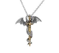 HMJGDHX NBYGSC Dagger Necklace For Men, 925 Sterling Silver Vintage Charm Pterosaurs Sword Necklace - Ali Deep Carving Sword Pendant Islam Knife Dagger Necklace Gothic, Cross Knife Necklace
