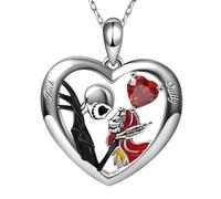 HMJGDHX NBYGSC Skull Necklace For Men, 925 Sterling Silver Punk Crystal Skull Pendant Love Evil Demon Necklace Heart Hip Hop Punk Bohemian, Memento Mori Necklace, Pirate Medallion