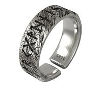 HMJGDHX Ornements pour Bagues, Fantaisie Viking Rune Band Ring Silver Elder Nordic Runic Symbols Pagan Celtic Wedding Thumb Rings Norse Scandinavian Jewelry for Men Women