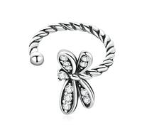 HMJGDHX Poignets d'oreilles Libellule en Argent Sterling S925, Boucles d'oreilles à Clips Faites à la Main, Boucles d'oreilles enroulées Libellule pour Femmes et Filles