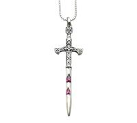 HMJGDHX QYYZTQY 925 Sterling Silver European Sword Necklace For Women, Exquisite Blood Crystal Sword Pendant - Dagger Necklace For Men, Master Sword Necklace For Halloween