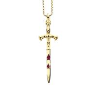 HMJGDHX QYYZTQY 925 Sterling Silver European Sword Necklace For Women, Exquisite Blood Crystal Sword Pendant - Dagger Necklace For Men, Master Sword Necklace For Halloween