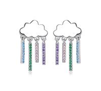 HMJGDHX Silberner Regenbogen-Regen-Ohrring, 925er-Sterlingsilber, bunter Cartoon-Schmuck, Geschenk für Frauen, Hochzeit, Statement-Schmuck
