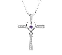 HMJGDHX XHYRHTS Mädchen-Accessoires 925 Sterling Silber Unendlichkeitsherz-Kreuz-Halskette für Frauen und Mädchen, glänzende CZ-Religionskreuz-Halskette - Glaube-Herz- und Kreuz-Halskette,