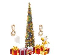 HMJGDZG Artificial Christmas Trees,Glitter Faux Christmas Tree with Colorful Lights | 5Ft Lifelike Plants for Indoor Bedroom Tabletop Desktop Outside Halloween Season Decorating