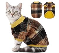 HMJGDZG Cat Sweater Winter Clothes - Fleece Coat with Cotton Lining, Anti-Static, Front Legs Kitten Pajamas, Stretch Ribbed Cuffs Warmth, Cozy Christmas Outfit for Small Medium Large Cats