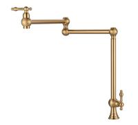 HMJGDZG Deck Mount Over Stove, Solid Brass Pot Filler Kitchen Folding Faucet with Stretchable Double Joint Swing Arm (Style, Brushed Nickel)