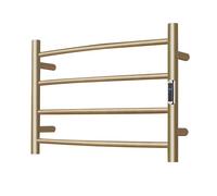 HMJGDZG Electric Heated Warmer Racks with Built-in Timer Wall Mounted Bath Towel Heater Stainless Steel Curved Drying Rack for Bathroom 16.54x23.62x5.51 Brushed Gold -in