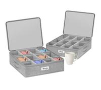 HMJGDZG Organizer with Rigid Top, Sides Bottom, Padded Dividers, 2-Pack Stackable Coffee Mug Boxes Tea Cups, China Storage Containers for Packing & Moving