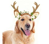 HMJGDZG Pet Cat Dog Elk Antler Deer Horn Headband Headwear Hat,Halloween Christmas Dog Reindeer Deer Costume Outfits for Small Medium Large Dogs Pet Hair Accessories Apparel Gifts