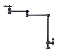 HMJGDZG Pot Filler Deck Mount Stove Faucet, Solid Brass Oil Rubbed Bronze Kitchen Folding with Stretchable Double Joint Swing Arm (Victorian Style)