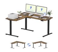 HMJGDZG Pro Corner Dual Motor L Shaped Computer Electric Standing Sit Stand Up Height Adjustable Desk Home Office Table with Splice Board, 63x40 Black(2 Pakages)