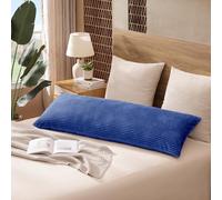 HMJGDZG Soft Textured Stripe Body Pillow with Zipper, Reversible Long Coastal Pillowcase, Washable BodyPillow Case Cover (20x54 Set of 1, Blue)