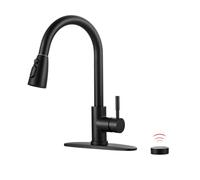 HMJGDZG Touchless Stainless Steel: Mobile Motion Sensor with Sprayer, Automatic Smart Kitchen Faucet for Sink or 3 Hole, Matte Black