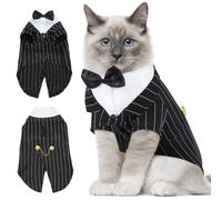 HMJGDZG Tuxedo Outfit, Sphynx Suit with Bow Tie, Stylish Cat Shirt Fashion Apparel Fancy Clothes, Kitten Formal Attire Wedding Onesie Costume for Cats Only
