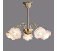 HMJGDZG White Milk Glass Flower Dining Sputnik Hanging Pendant Light Ceiling Kitchen Island Vintage Gold Rose Floral Chandelier for Girls Bedroom Living Room Foyer(6 Lights)