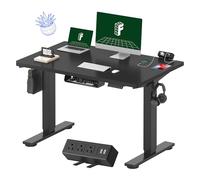 HMJGDZG Whole-Piece Standing Clamp Strip, 48x30 Electric Stand Up Height Adjustable Desk with Cable Management Frame Black Top, 2 Packages