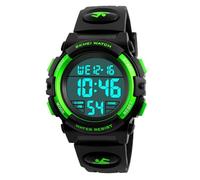 HMJIA Digital Watches for Children 5ATM Sports Digital Watch for Boys Children Silicone Watch with Date / Alarm Clock / LED / Stopwatch / Shock Resistant, Green, Strap.