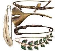 Hmjpng 5pcs 5 Styles Extra Large Safety Pins Vintage Alloy Brooches Safety Pins Heavy Duty Quality Lapel Pins for Scarf Blankets Skirts Kilts Knitted Fabric Crafts