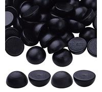 Hmjpng Half Round Unfinished Wooden Balls, 100pcs, 15mm, Black - Natural Wood Craft Beads for DIY Projects, Art Design, Painting, Christmas Party Ornaments