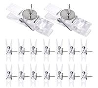 Hmjpng Push Pin Clips, 50 Pcs Plastic Clear for Cork Board Artworks Notes Craft Projects