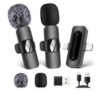 HMKCH Wireless Microphone for Android phone/iPhone/Laptop, Lavalier Microphone for Video Recording, PC, Live Broadcast.