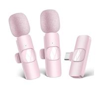 HMKCH Wireless Microphone for Android Phone/iPhone/Laptop, Lavalier Microphone for Video Recording, Vlog, Live Broadcast (Pink)