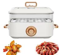 HmLotd Electric Food Steamer, Stainless Steel Diameter Steamer Cooking Pot, 5l Large Capacity, Two-Level Fire Control, Stainless Steel Steaming Rack for Vegetables, Meats, Grains