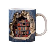 HMLTD 3D Bookshelf Mug | Library Shelf Cup 11 Oz | Creative Space Design Multi-Purpose Ceramic Mug, Book Lovers Coffee Mug, Cool Birthday for Readers