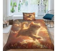 HMLTD Ginger Cat for Boys Girls Comforter Covers 3D Printed Pet Pattern Quilt Cover Duvet Cover with Zipper Closure Bedding Set with Pillow Cases Soft Microfiber 2 Pieces Single(135x200cm)