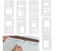 HMMIA 9-Pack Planner Stencils,Handmade Flexible Journal Stencils for Journaling Checklists Boxes Lines & Daily Planning(#D)