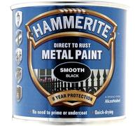 HMN® Hammerite Metal Paint Direct To Rust, Smooth Black 3 in 1 Gloss Finish Exterior Long Lasting 8 Year Protection Weather Resistant for Gates Railings Furniture (250ML)