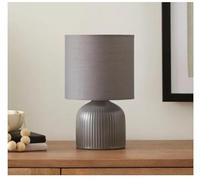 HMN® New Small But Elegant Ribbed Ceramic Table Lamp Bedside Table Lamp Ceramic Base and Fabric Shade (Black Color)