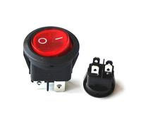 HMNMXQ 12 24 220V Round Rocker Switch 20MM 4 Pin ON OFF DPST Latching Lighted Push Button Switches Transparent Red Switch Press Button(220V)