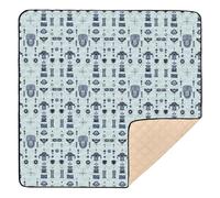 Hmong Totems Geometric Motifs Stickers Powder Blue Soft Padded Baby Gym & Activity Mat for Indoor Outdoor Portable Kicking Mat for Babies Infants Toddlers, 50'' x 50''